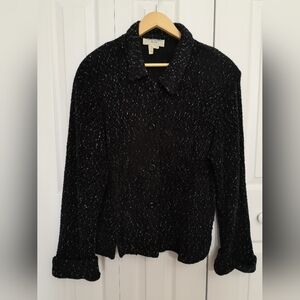Vintage Ellen Margaret Moody Black Tweed Blazer Size Large